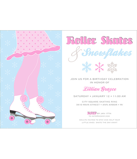 Roller Skates and Snowflakes Birthday Party Printable Invitation