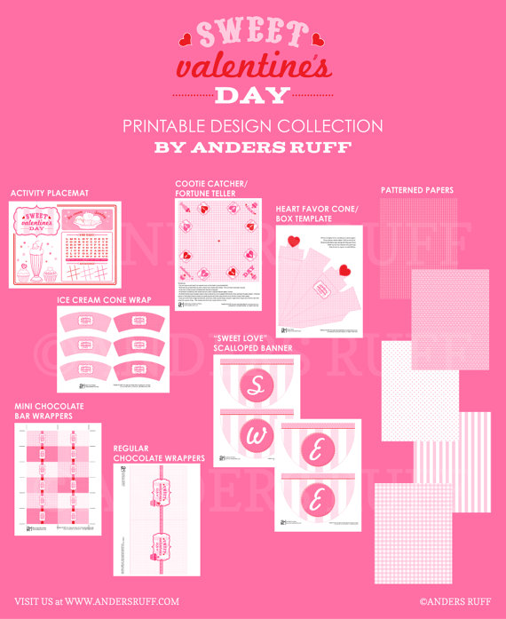 Sweet Valentines Day Printables - DIY Collection - Instant Download